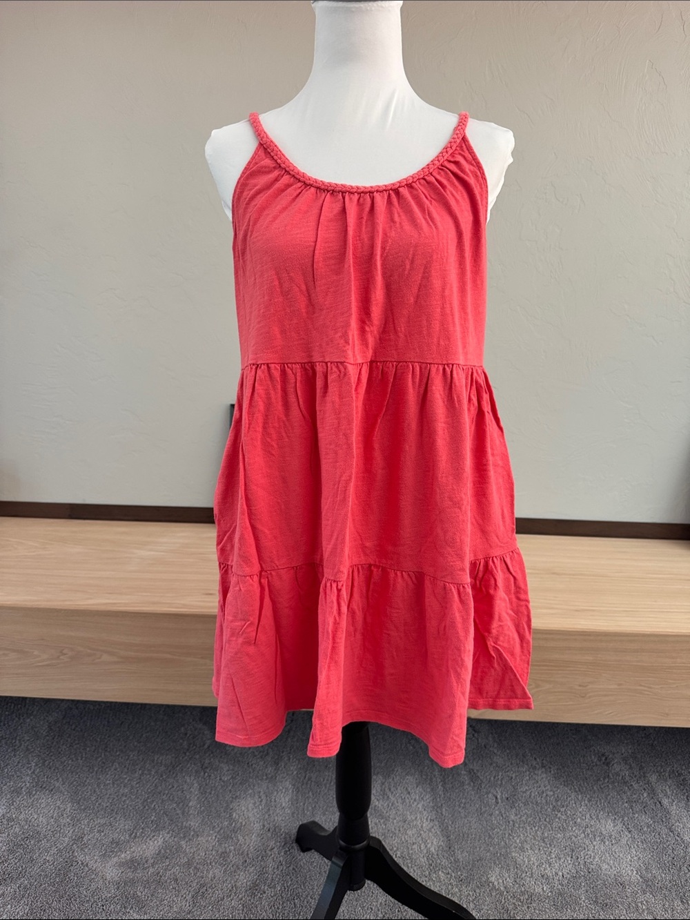 SO Coral Pink Tiered Mini Dress - EUC
